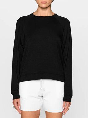 Bleusalt The Raglan Crew Sweatshirt 2 Medium Black Long Sleeve Pullover Top